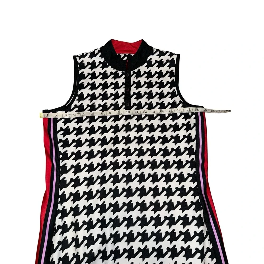 Tail Activewear Sleeveless Dress Houndstooth Stretch Sz M Button Neck Pickleball